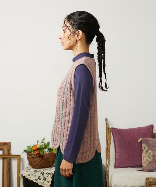 Jocomomola / ホコモモラ ベスト | Escalera 刺繍ニットベスト | 詳細2