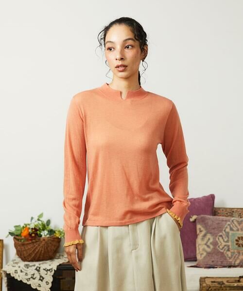 Jocomomola / ホコモモラ ニット・セーター | Suave シアーニットプルオーバー（オレンジ）