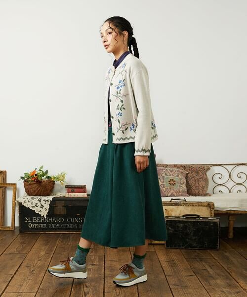 Jocomomola / ホコモモラ ロング・マキシ丈スカート | Pradera ピーチ起毛タックスカート | 詳細1