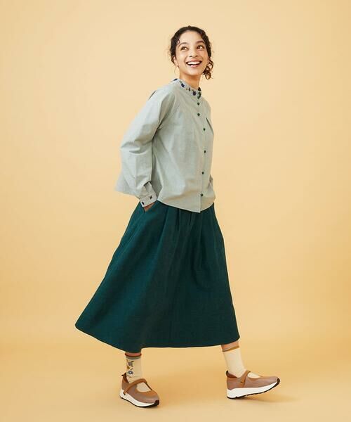 Jocomomola / ホコモモラ ロング・マキシ丈スカート | Pradera ピーチ起毛タックスカート | 詳細4