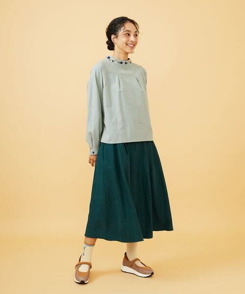 Jocomomola / ホコモモラ ロング・マキシ丈スカート | Pradera ピーチ起毛タックスカート | 詳細5