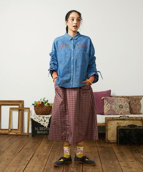 Jocomomola / ホコモモラ ロング・マキシ丈スカート | Sillin ギンガムチェック ギャザースカート | 詳細1