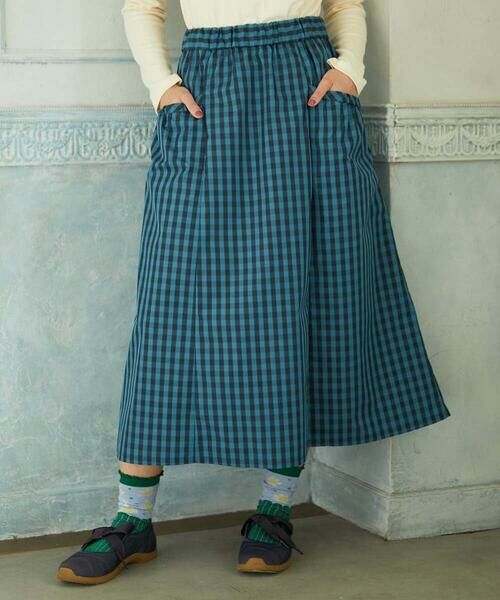 Jocomomola / ホコモモラ ロング・マキシ丈スカート | Sillin ギンガムチェック ギャザースカート（ブルー）