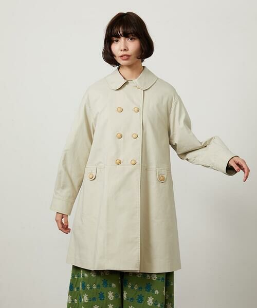 Jocomomola / ホコモモラ セットアップ | 裏地プリントロングコート（ベージュ）