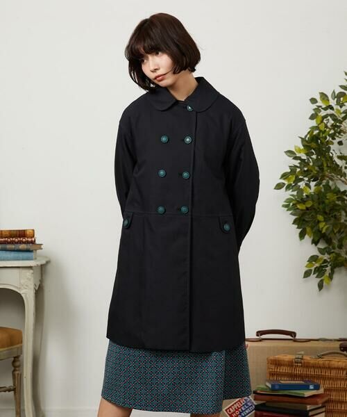 Jocomomola / ホコモモラ セットアップ | 裏地プリントロングコート（ブラック）