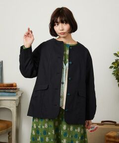 Jocomomola / ホコモモラ セットアップ | 裏地プリント  ノーカラーミドル丈コート