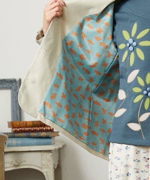 Jocomomola / ホコモモラ セットアップ | 裏地プリント  ノーカラーミドル丈コート | 詳細16