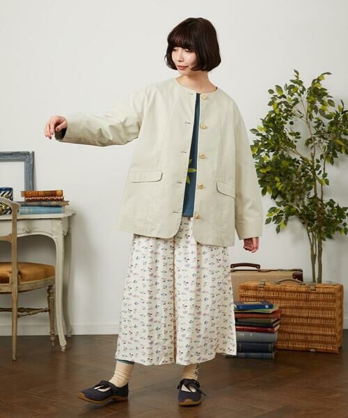 Jocomomola / ホコモモラ セットアップ | 裏地プリント  ノーカラーミドル丈コート | 詳細8
