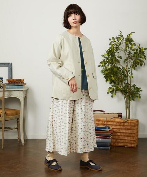 Jocomomola / ホコモモラ セットアップ | 裏地プリント  ノーカラーミドル丈コート | 詳細9