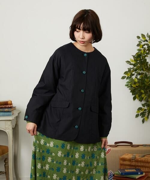 Jocomomola / ホコモモラ セットアップ | 裏地プリント  ノーカラーミドル丈コート | 詳細18