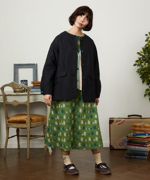 Jocomomola / ホコモモラ セットアップ | 裏地プリント  ノーカラーミドル丈コート | 詳細20