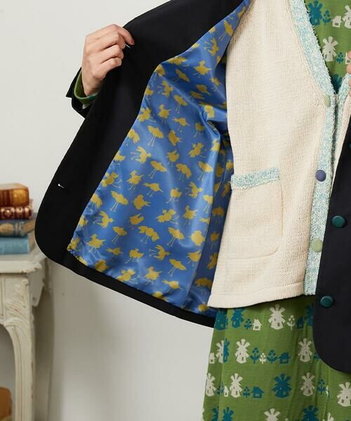 Jocomomola / ホコモモラ セットアップ | 裏地プリント  ノーカラーミドル丈コート | 詳細23