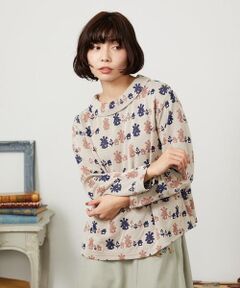 Jocomomola / ホコモモラ カットソー | Molino ロールカラーダブルジャカード総柄カットソー