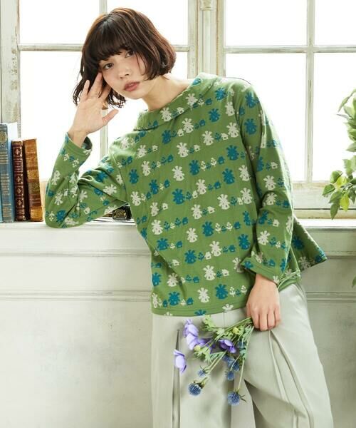 Jocomomola / ホコモモラ カットソー | Molino ロールカラーダブルジャカード総柄カットソー | 詳細1