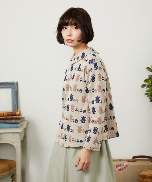 Jocomomola / ホコモモラ カットソー | Molino ロールカラーダブルジャカード総柄カットソー | 詳細6