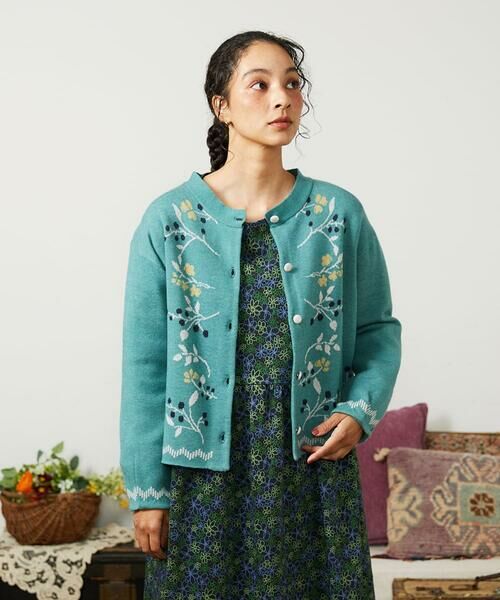 Jocomomola / ホコモモラ セットアップ | El galgo フラワーモチーフニットカーディガン | 詳細1