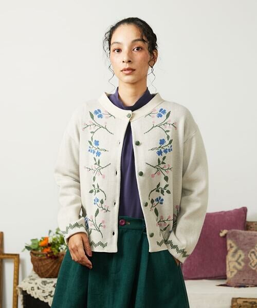 Jocomomola / ホコモモラ セットアップ | El galgo フラワーモチーフニットカーディガン | 詳細6