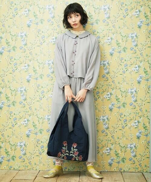 Jocomomola / ホコモモラ トートバッグ | フラワー刺繍ナイロントートバッグ | 詳細9