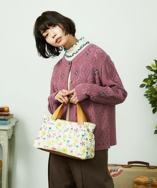 Jocomomola / ホコモモラ トートバッグ | 【2WAY】フラワープリントトートバッグ（アイボリー）