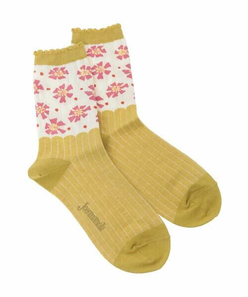 Jocomomola / ホコモモラ その他小物 | 配色フラワージャカードソックス（イエロー）