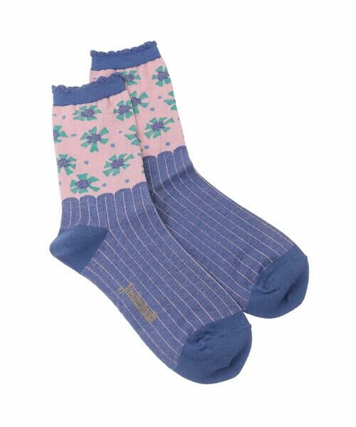 Jocomomola / ホコモモラ その他小物 | 配色フラワージャカードソックス（ネイビー）