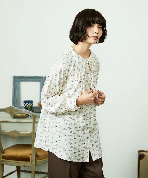 Jocomomola / ホコモモラ シャツ・ブラウス | Palminos ビックカラー鳥プリントロングブラウス | 詳細3
