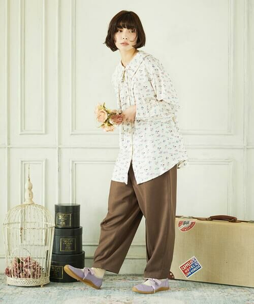 Jocomomola / ホコモモラ シャツ・ブラウス | Palminos ビックカラー鳥プリントロングブラウス | 詳細5