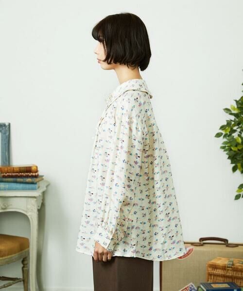 Jocomomola / ホコモモラ シャツ・ブラウス | Palminos ビックカラー鳥プリントロングブラウス | 詳細7