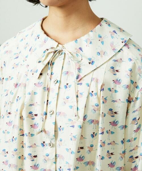 Jocomomola / ホコモモラ シャツ・ブラウス | Palminos ビックカラー鳥プリントロングブラウス | 詳細9