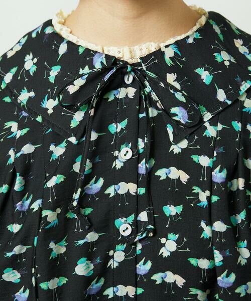 Jocomomola / ホコモモラ シャツ・ブラウス | Palminos ビックカラー鳥プリントロングブラウス | 詳細17
