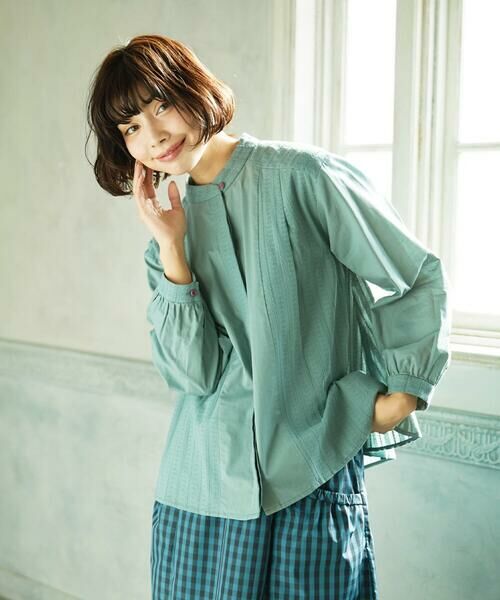 Jocomomola / ホコモモラ シャツ・ブラウス | Tejido ドッキングスタンドカラーブラウス | 詳細1