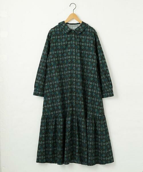 Jocomomola / ホコモモラ ロング・マキシ丈ワンピース | Hidalgo 幾何調プリントワンピース（ブラック）