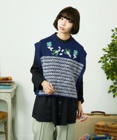 Jocomomola / ホコモモラ ベスト | Nide de pajaro ファンシーヤーンニットベスト