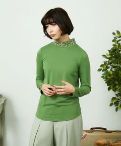 Jocomomola / ホコモモラ カットソー | ベアスムース 配色フラワー刺繍カットソー