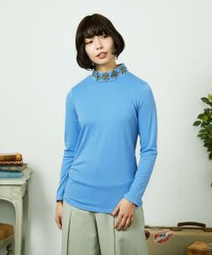 Jocomomola / ホコモモラ カットソー | ベアスムース 配色フラワー刺繍カットソー