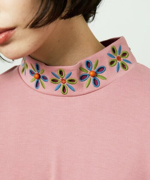 Jocomomola / ホコモモラ カットソー | ベアスムース 配色フラワー刺繍カットソー | 詳細1