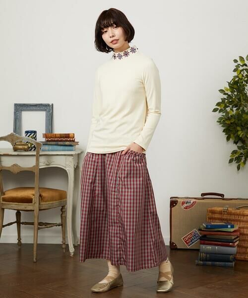 Jocomomola / ホコモモラ カットソー | ベアスムース 配色フラワー刺繍カットソー | 詳細14