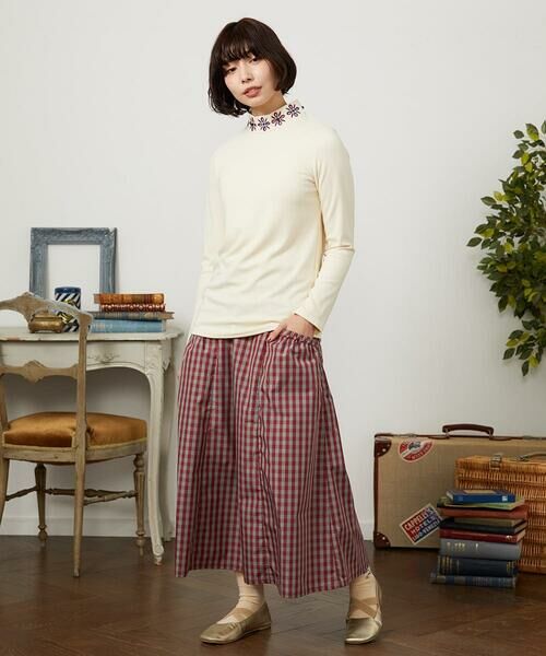 Jocomomola / ホコモモラ カットソー | ベアスムース 配色フラワー刺繍カットソー | 詳細19