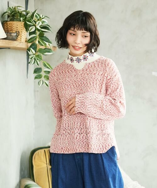 Jocomomola / ホコモモラ カットソー | ベアスムース 配色フラワー刺繍カットソー | 詳細24