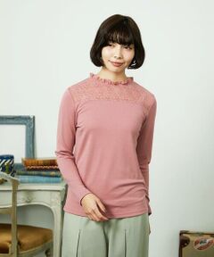 Jocomomola / ホコモモラ カットソー | ベアスムース  レース切り替えカットソー