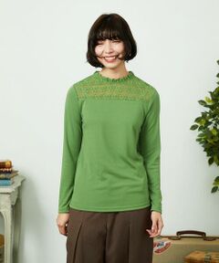 Jocomomola / ホコモモラ カットソー | ベアスムース  レース切り替えカットソー