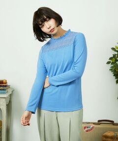 Jocomomola / ホコモモラ カットソー | ベアスムース  レース切り替えカットソー