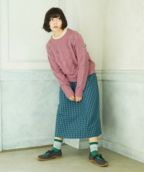 Jocomomola / ホコモモラ カットソー | ベアスムース  レース切り替えカットソー | 詳細23