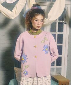 Jocomomola / ホコモモラ カーディガン・ボレロ | Palominos flor フラワーアップリケカーディガン