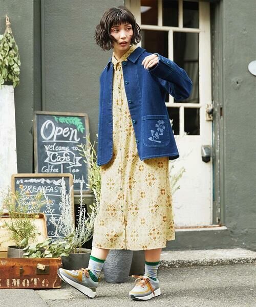 Jocomomola / ホコモモラ ロング・マキシ丈ワンピース | Palomas y flores プリントシャツワンピース | 詳細8