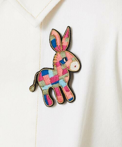 Jocomomola / ホコモモラ ブローチ・コサージュ | ロバ インド刺繍ブローチ（ピンク）