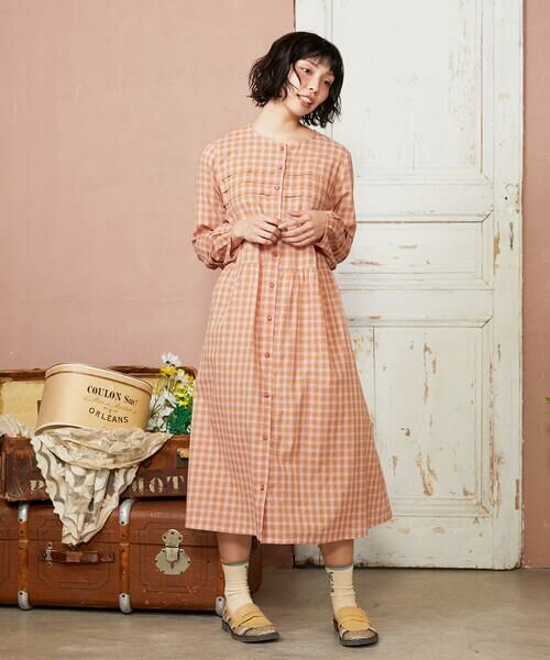 Jocomomola / ホコモモラ ロング・マキシ丈ワンピース | Puntada ギンガムチェックシャツワンピース | 詳細4