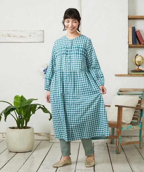 Jocomomola / ホコモモラ ロング・マキシ丈ワンピース | Puntada ギンガムチェックシャツワンピース | 詳細12