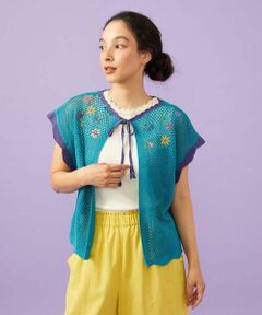 Jocomomola / ホコモモラ ニット・セーター | 【2WAY】Volar フラワーモチーフ半袖ニットベスト