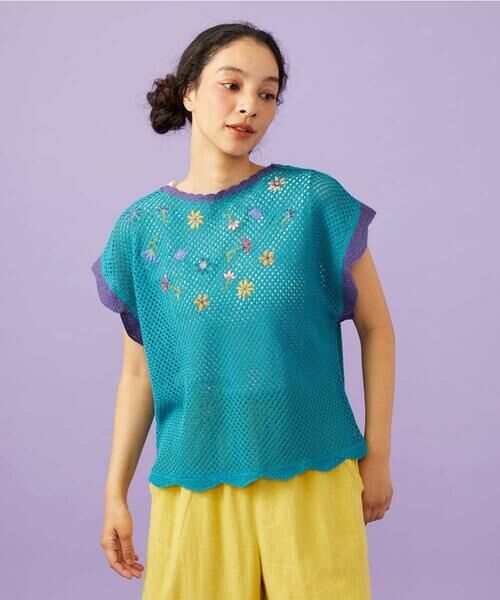 Jocomomola / ホコモモラ ニット・セーター | 【2WAY】Volar フラワーモチーフ半袖ニットベスト | 詳細1
